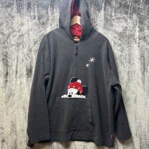 Mickey Unlimited Gray Fleece Hoodie Womens 26W/28W Sweatshirt Late 90's Holiday